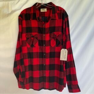NWT Red and Black Buffalo Check Lightweight Flannel Shirt Size XL